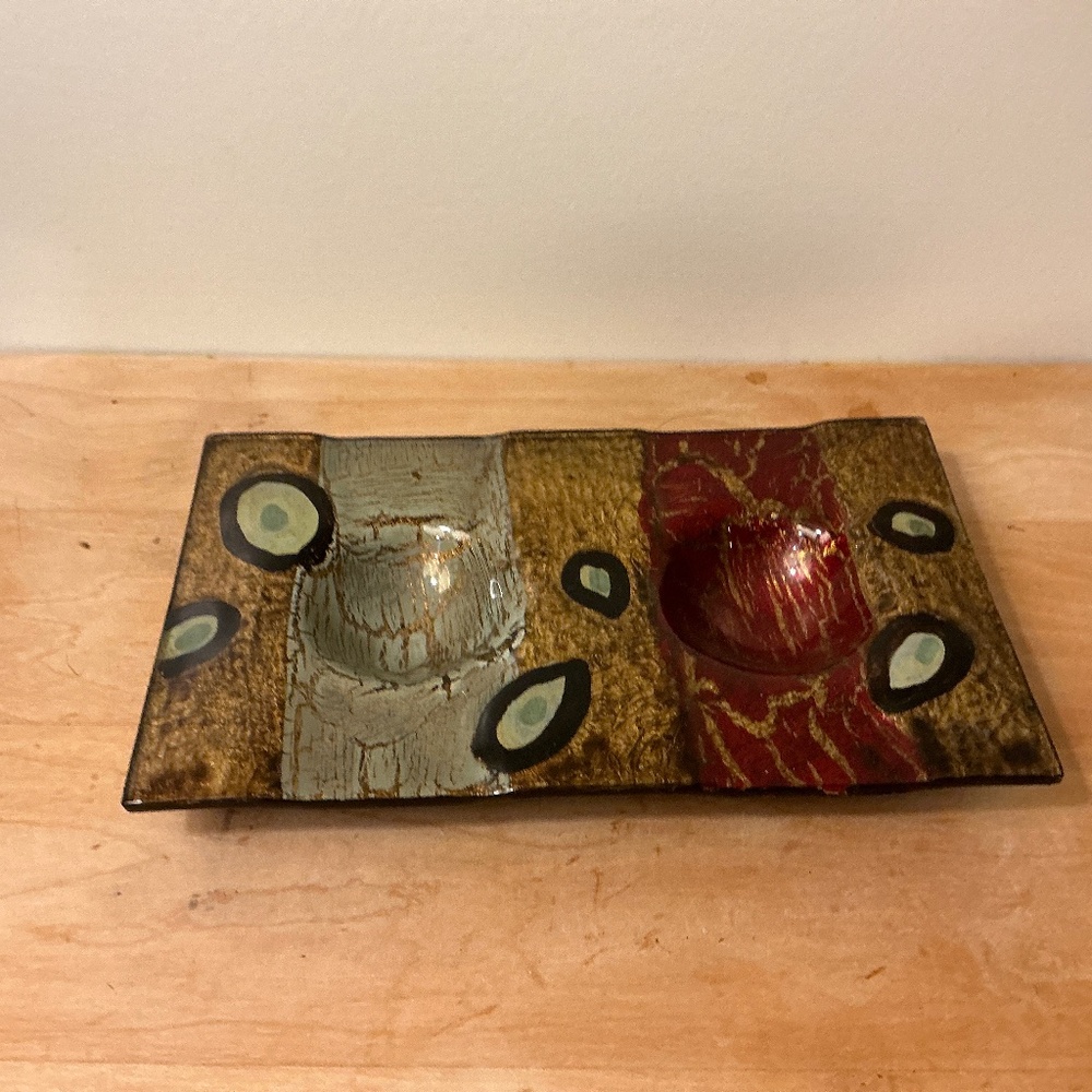 Glass rectangular dish/tea light votive holder
